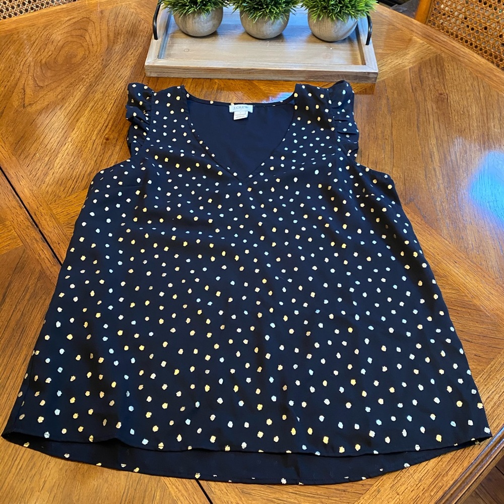 EUC JCrew Size 2 Dressy black and gold top
